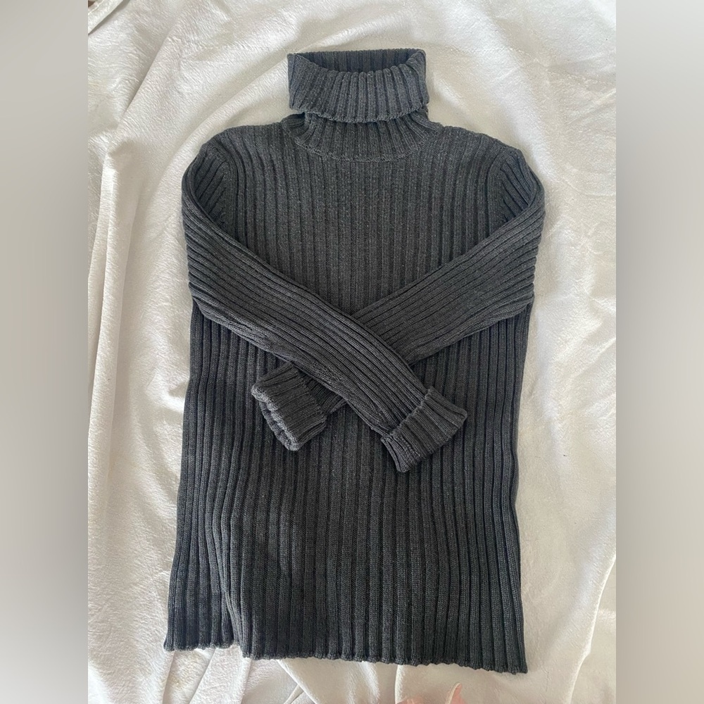 Sisley Italy Ribbed Turtleneck Sweater - Gray